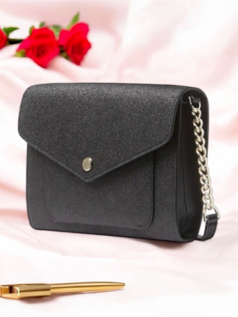 Kate Spade Glitter Fabric Crossbody Bag – Style K9336 – Saffiano Trim